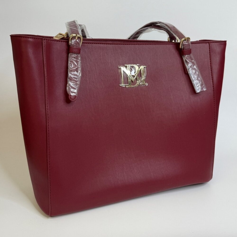 NWT! Bagley Mischa Structured Burgundy Tote – Faux Leather, Chic Minimalist